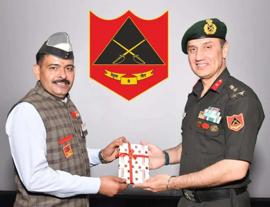 Officer with Sub Maj Hony Capt Yogendra Singh Yadav