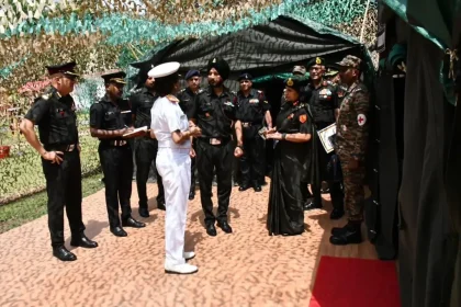 Surg Vice Admiral Arti Sarin Reviews Field Hospitals at Dehradun Military Station