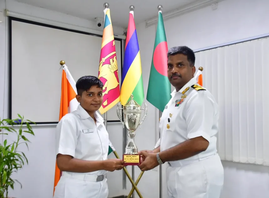 Trophy Being Given by Officers