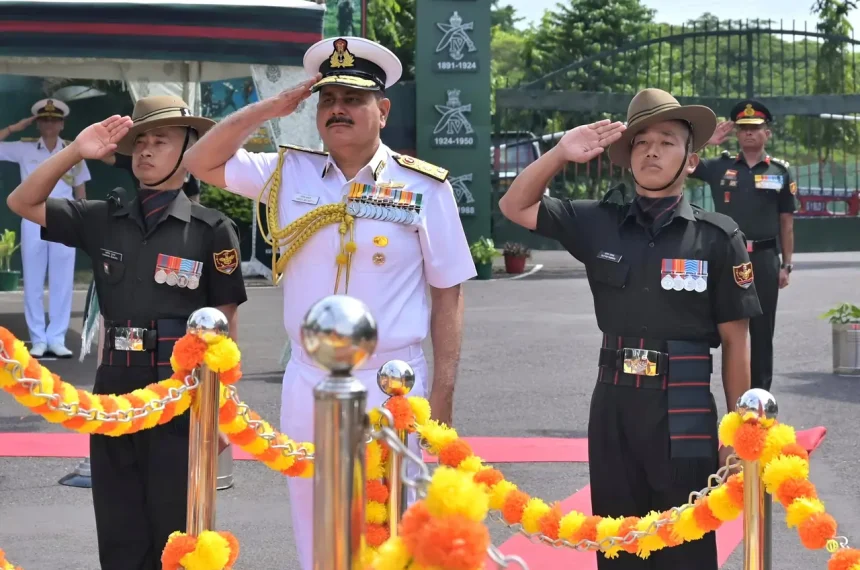 Vice Admiral Vineet McCarty Saluting