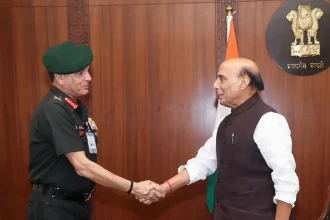 Gen Dhiraj Seth and Rajnath Singh