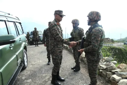 Lt Gen PK Mishra Shaking Hands