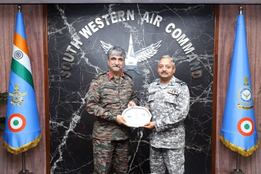 Lt Gen Rajesh Pushkar with Air Marshal PV Shivanand