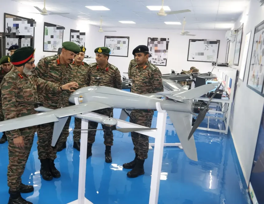 Lt Gen Rajiv K Sahni Reviewing Drones