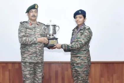 Officer Giving Trophy