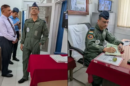 Air Vice Marshal Arijit Singh Reviewing Equipment