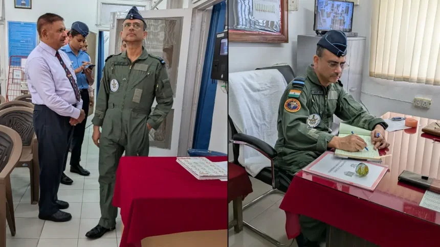 Air Vice Marshal Arijit Singh Reviewing Equipment