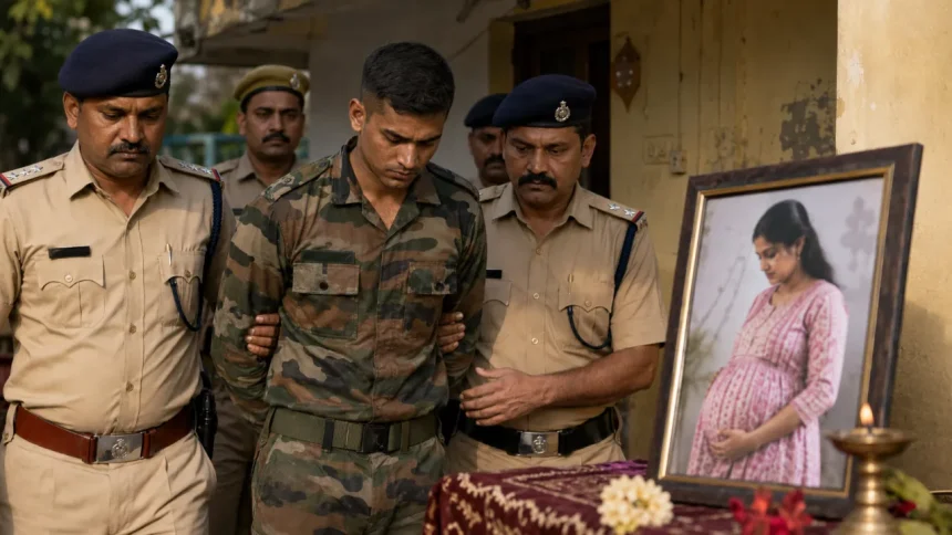 भारतीय सेना के जवान को 7 माह की गर्भवती पत्नी की कथित तौर पर गला घोंटकर हत्या के आरोप में गिरफ्तार किया गया