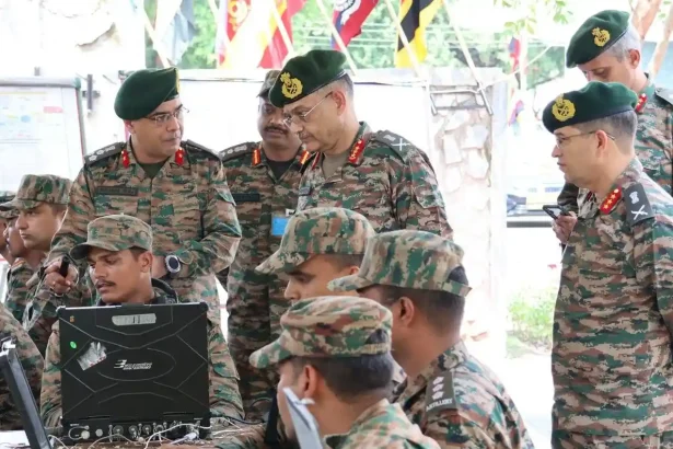 Lt Gen Pushpendra Singh Reviewing