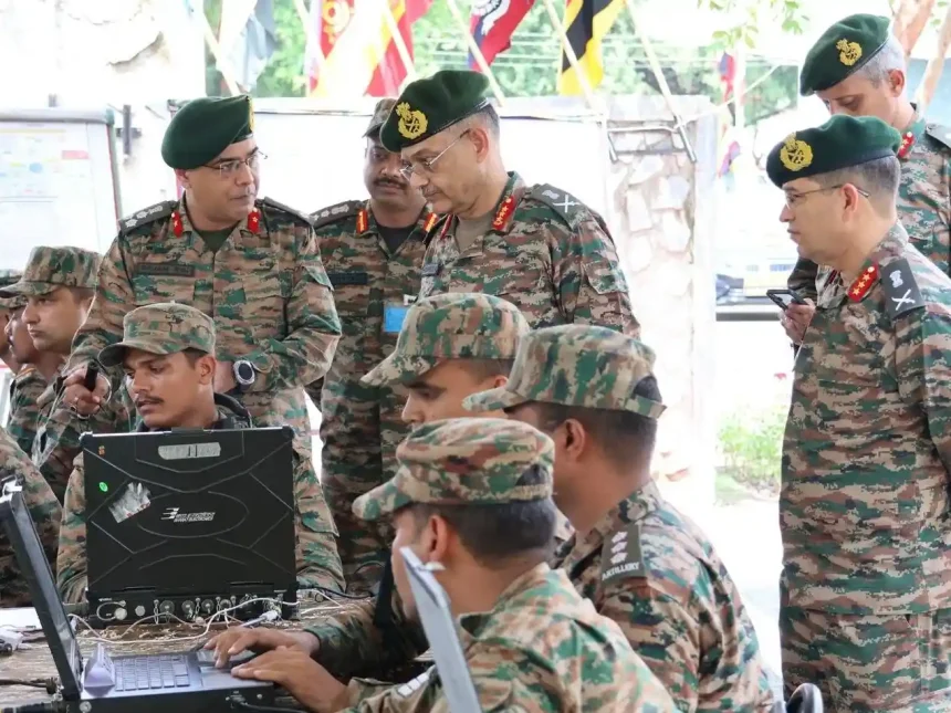 Lt Gen Pushpendra Singh Reviewing