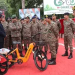 Lt Gen Rajesh Pushkar Reviewing Smart Bike