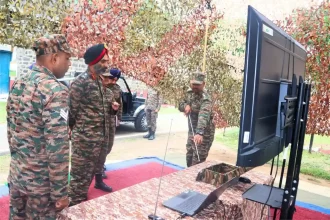 Lt Gen H S Vandra Reviewing