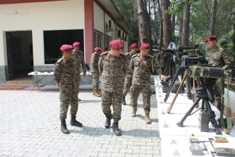Lt Gen Pushpendra Singh Reviewing