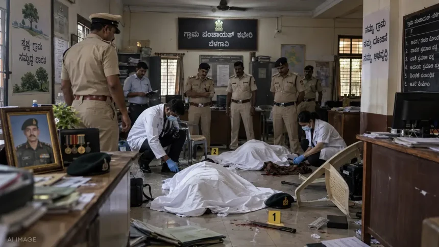बेलगावी में ग्राम पंचायत कार्यालय के भीतर सेवानिवृत्त सैनिक और बेटी की कुल्हाड़ी से हत्या