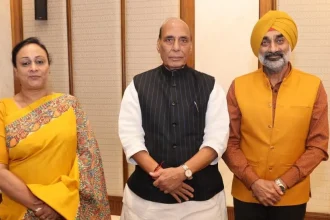 ACM AP Singh and Wife with Raksha Mantri