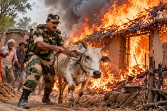 जलती झोपड़ी से गाय को बचाने की कोशिश में BSF जवान की मौत