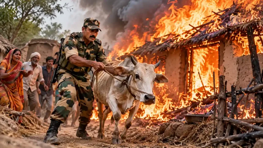 जलती झोपड़ी से गाय को बचाने की कोशिश में BSF जवान की मौत