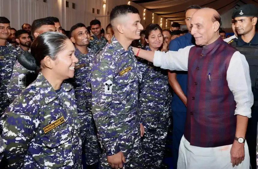 Defence Minister Rajnath Singh Attends Badakhana With Indian Navy Personnel in Visakhapatnam