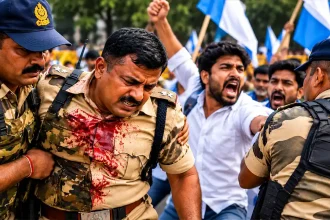 नई दिल्ली में प्रदर्शन के दौरान CISF के कांस्टेबल पर कथित चाकू से हमला