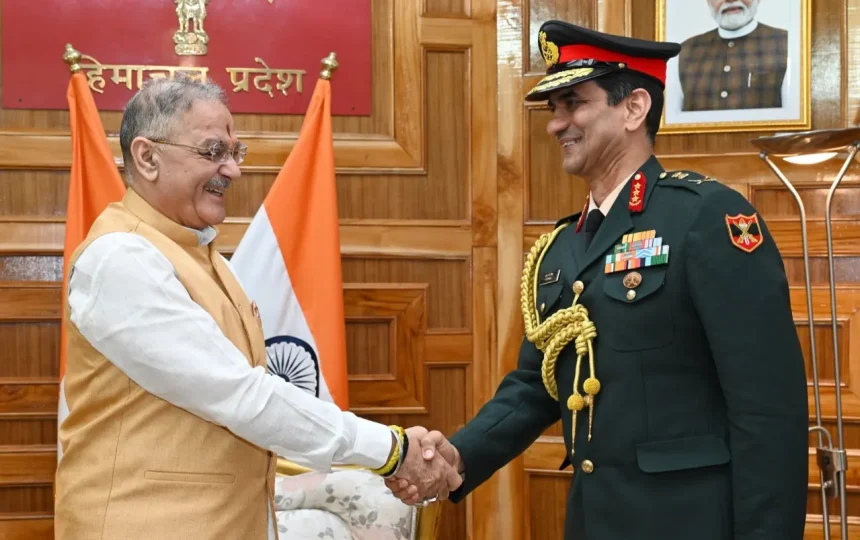 Lt Gen Shrinjay Pratap Singh Calls on Himachal Pradesh Governor Kavinder Gupta in Shimla