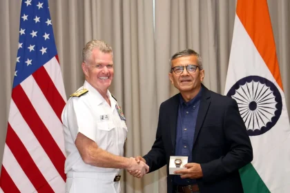 Shri Rajesh Kumar Singh and Admiral Samuel Paparo