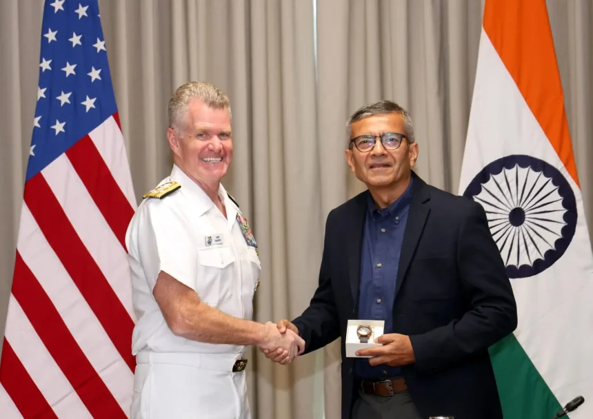 Shri Rajesh Kumar Singh and Admiral Samuel Paparo