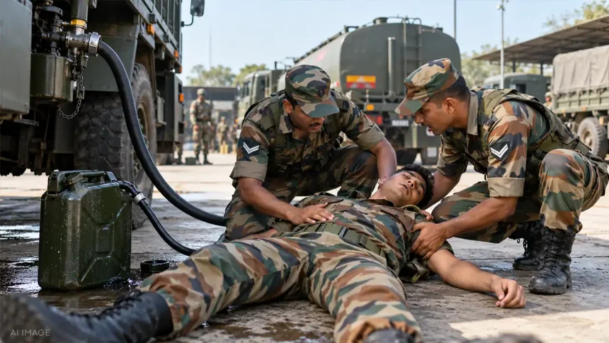 ड्यूटी के दौरान वाहन में डीजल भरते समय गलती से डीजल निगलने से अग्निवीर की मौत